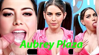 Aubrey Plaza cums swallows competition